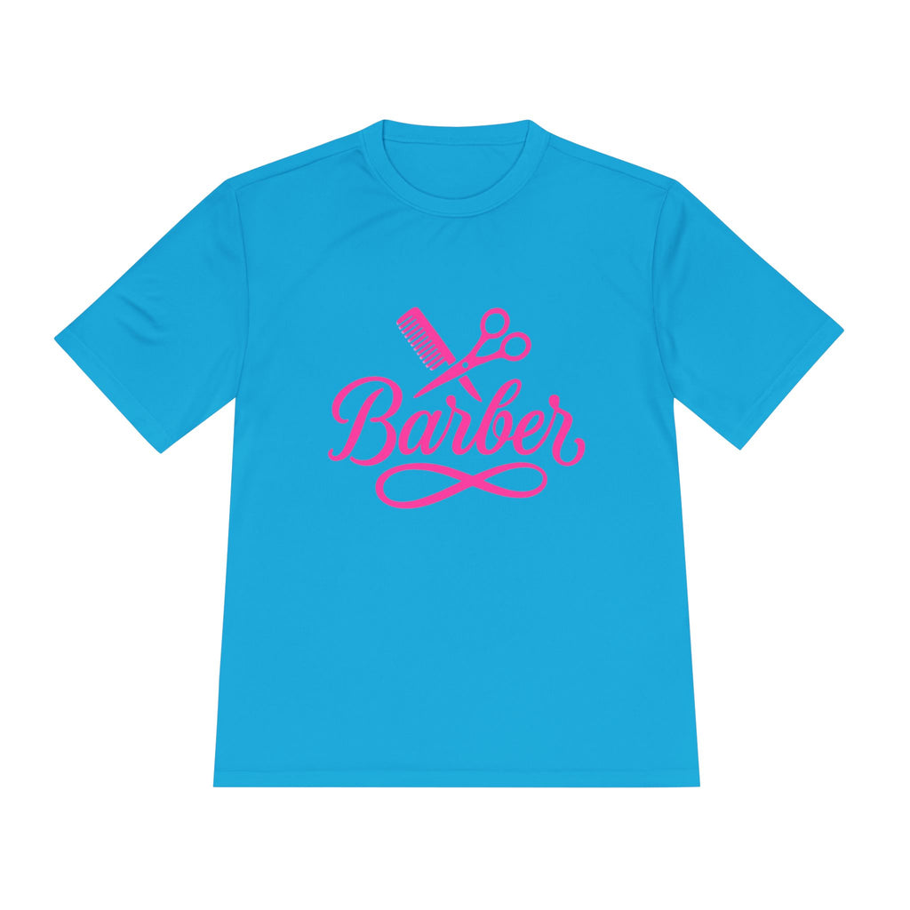 She Cuts Tee — Pink Barber/Hairstylist Graphic Moisture-Wicking Shirt