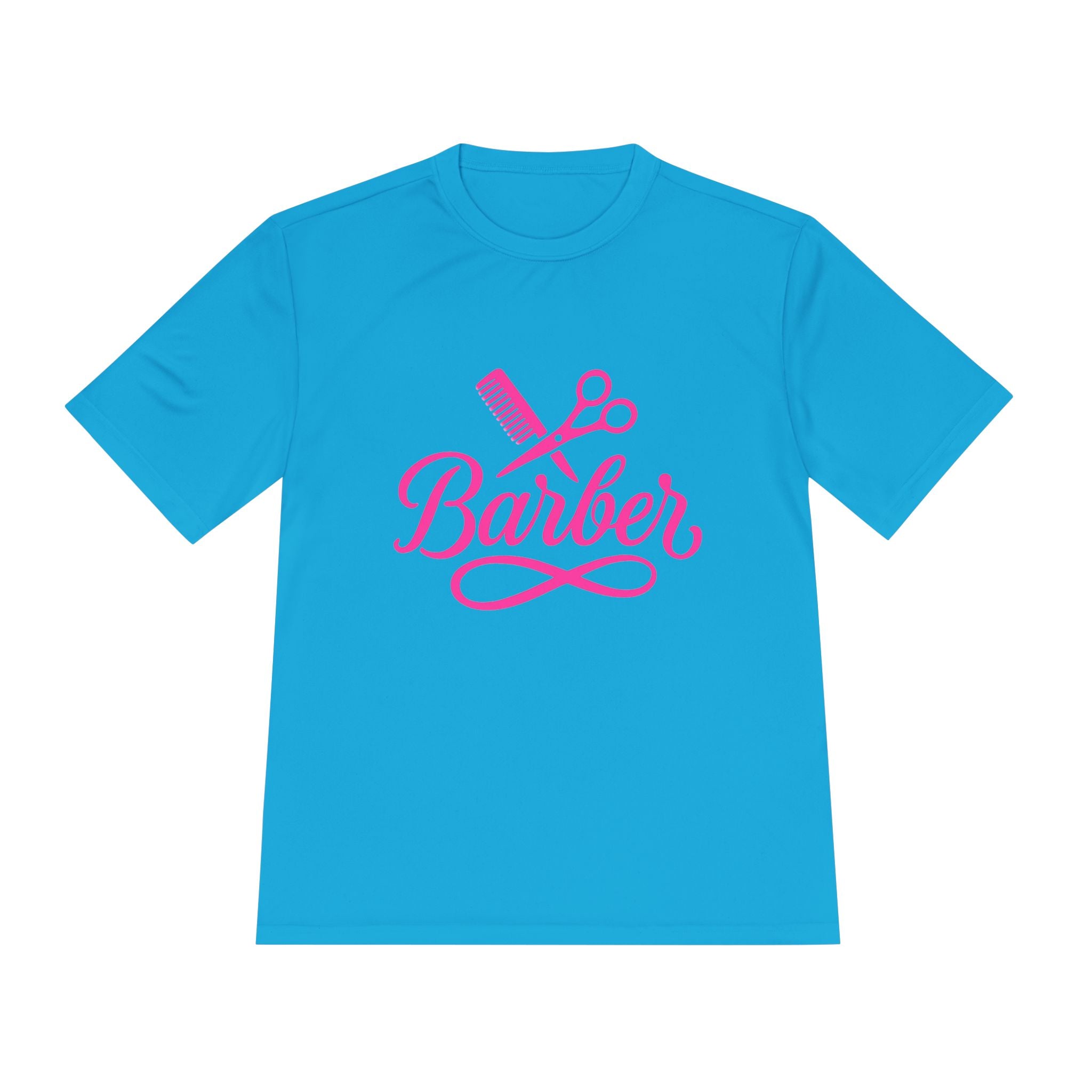 She Cuts Tee — Pink Barber/Hairstylist Graphic Moisture-Wicking Shirt