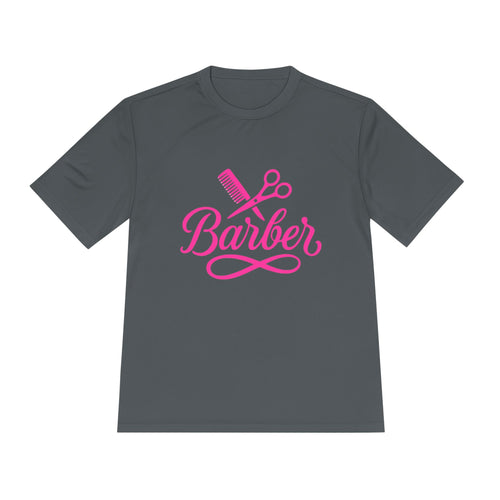 She Cuts Tee — Pink Barber/Hairstylist Graphic Moisture-Wicking Shirt