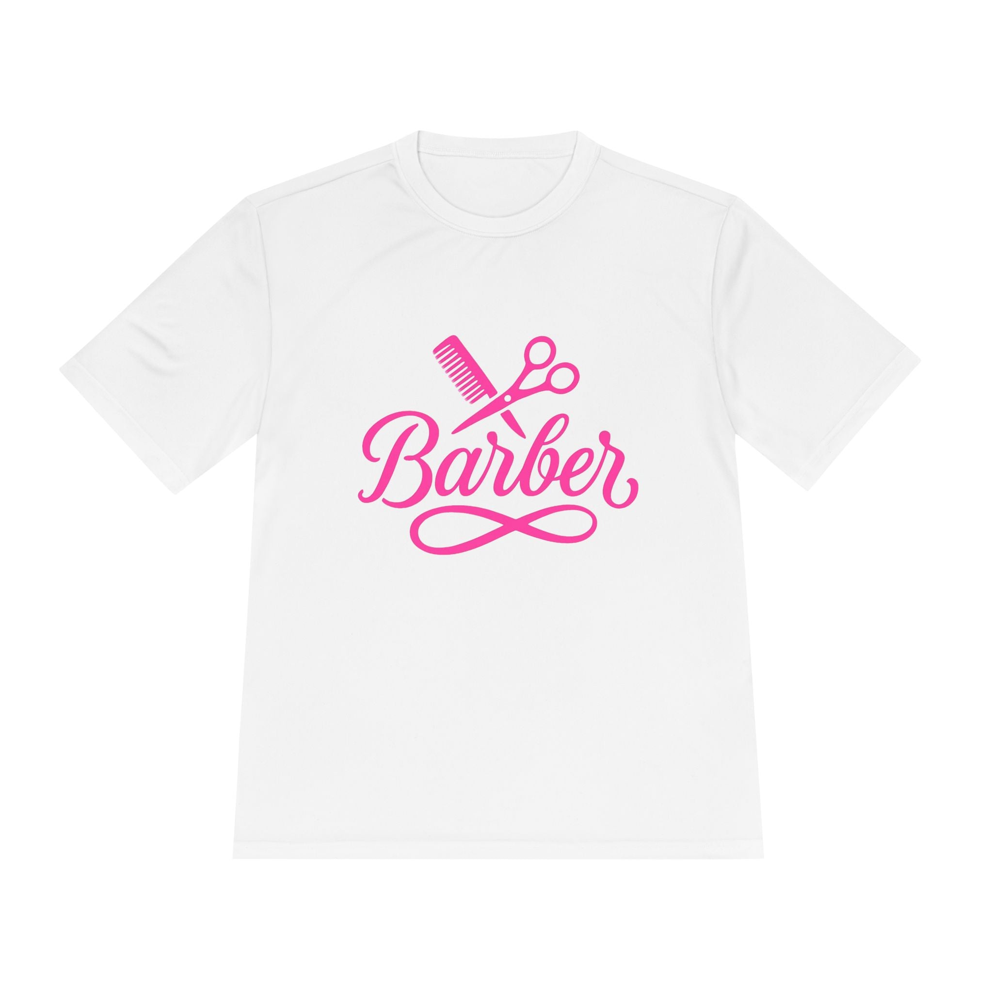 She Cuts Tee — Pink Barber/Hairstylist Graphic Moisture-Wicking Shirt