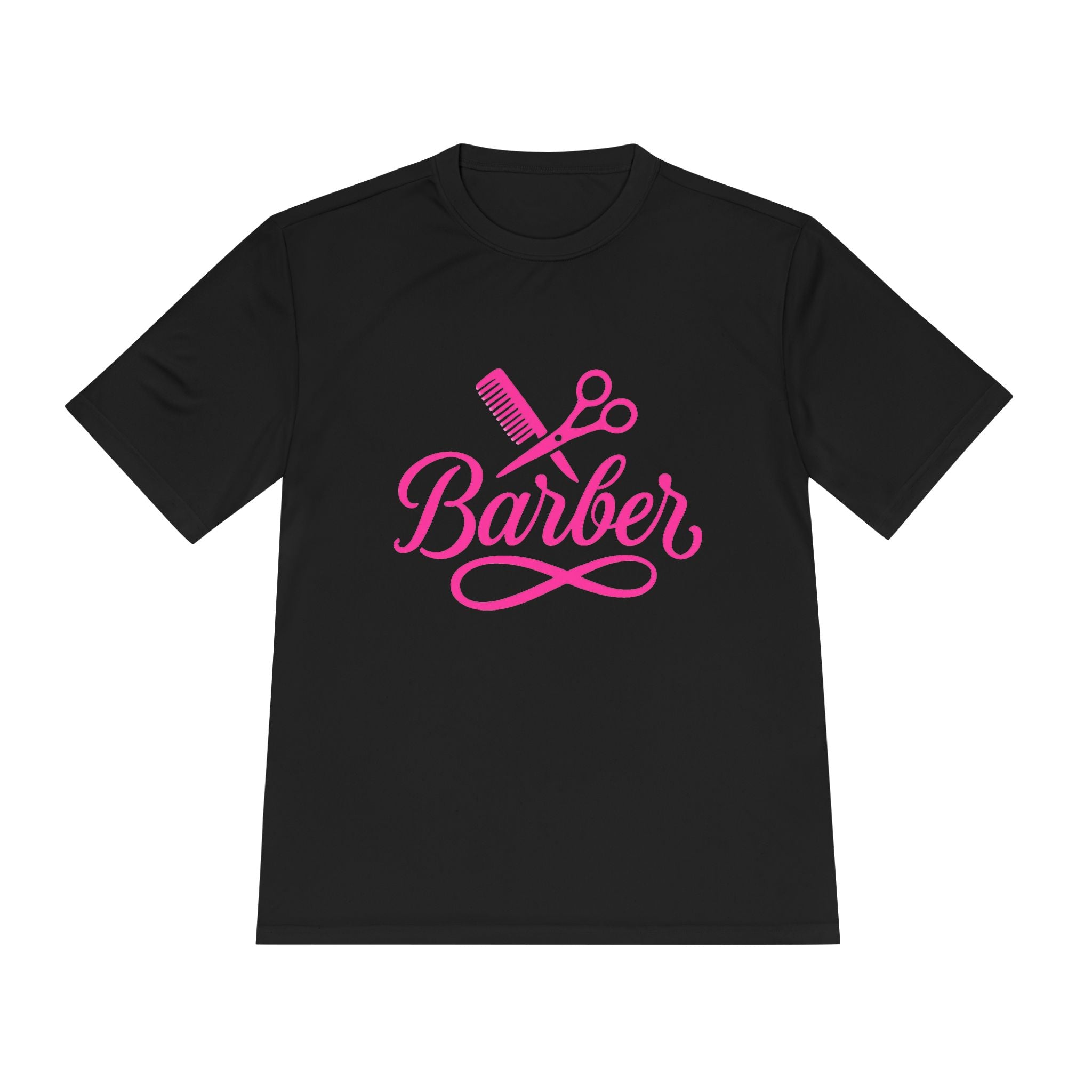 She Cuts Tee — Pink Barber/Hairstylist Graphic Moisture-Wicking Shirt